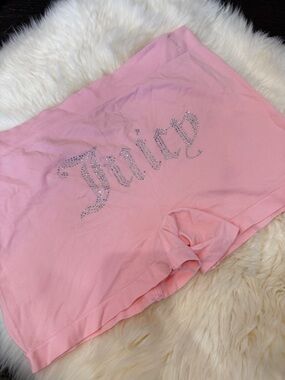 NWOT JUICY COUTURE INTIMATES SEAMLESS SHORTS BABY PINK CRYSTALS BLING Y2K 3X